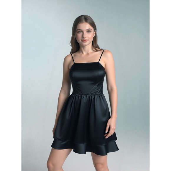 Hailey by Adrianna Papell Strapless Black Party Mini Dress Size 8 Milkmaid Prom - Picture 1 of 15